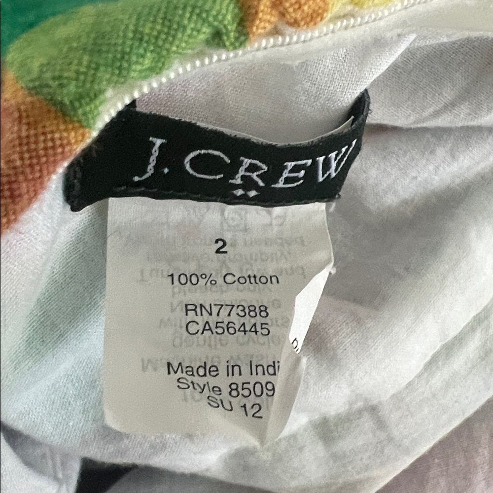 J. Crew Madras A-Line strapless top with Slit sz 2 - Picture 3 of 3